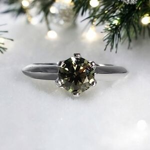 1ct Moissanite Peridot Solitaire Ring